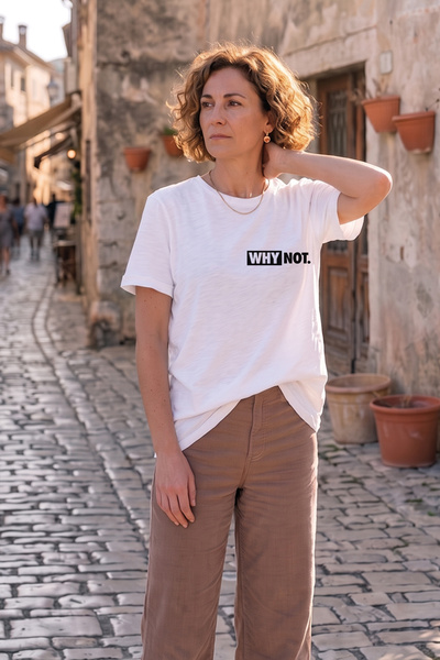 BAGAND Premium Why Not Written Oversize Unisex T-Shirt 100% Cotton Minimal St...