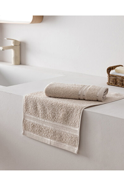 Madame Coco Marnot Set of 2 100% Cotton Border-Edged Hand Towels - Beige - 30...