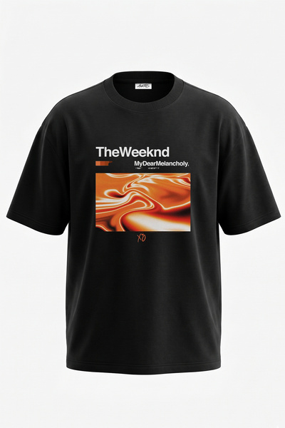 Anetos The Weeknd_28 Design Printed Oversize Black T-Shirt