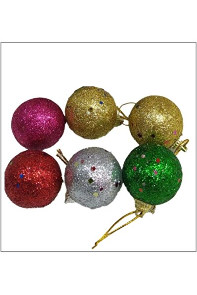 PartyMarty Party Marty Christmas Ornament Glitter Ball 4cm 6Pcs