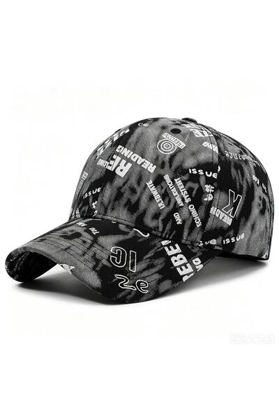 valkyrie Unisex Black Graffiti Pattern Hat Adjustable Baseball Cap Hip Hop St...
