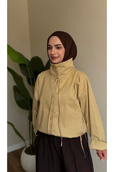 GAMZE ÖZKURT Sık Düğmeli Poplin Ceket