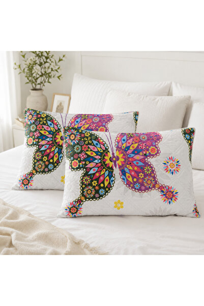 Kotonia Home Set de 2 perne matlasate - 50x70 cm, 630 g/buc, decor fluture 015
