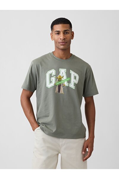 GAP Erkek Haki Star Wars™ Everyday Soft Relaxed Logo T-Shirt