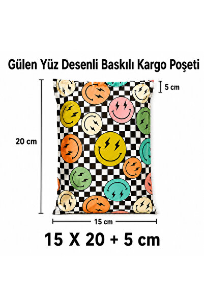 S&M AMBALAJ Gülen Yüz 140 Mikron Baskılı Kargo Poşeti 15 x 20 +5 cm - 100 Adet