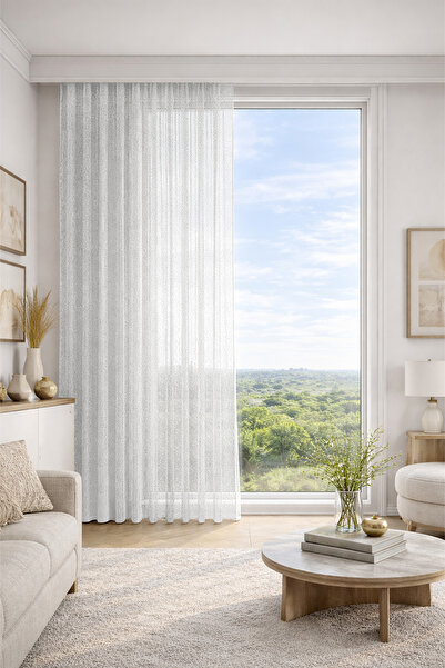 Premier Home ستارة تول بيضاء كريستالا مقاس خاص 300×250 بدون طيات