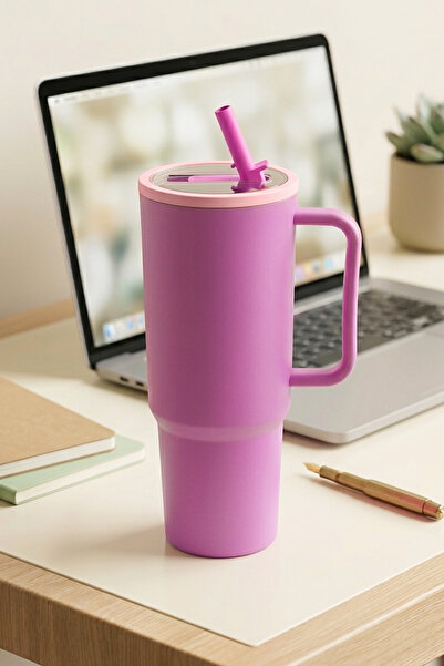 NESS HOME 1300 ml Big Mug Kulplu Pipetli Büyük Boy Suluk Matara