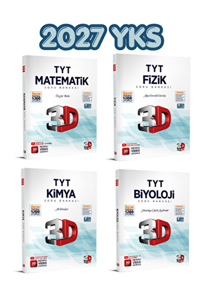 3D Yayınları TYT Matematik -Fizik - Kimya -Biyoloji Soru Bankası 2027 Yks Sın...