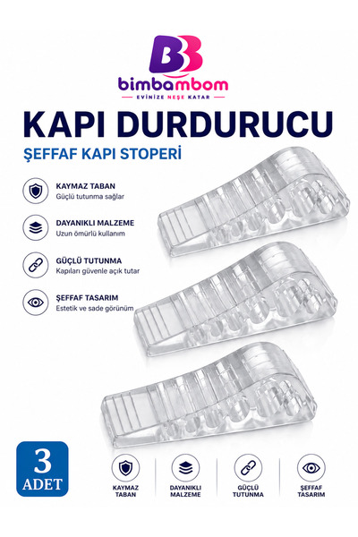 bimbambom Prozirni silikonski graničnik za vrata, 3 komada, fleksibilni nazub...