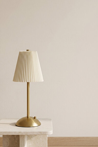 Sevinse Home Vesper Krem Gold Şarjlı LED Dokunmatik Masa Lambası, Abajur