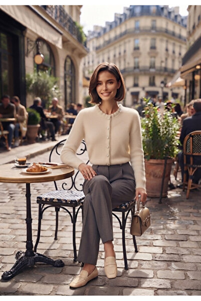 ervaa kids سترة نسائية فاخرة من الصوف الناعم ذات ريش لؤلؤي