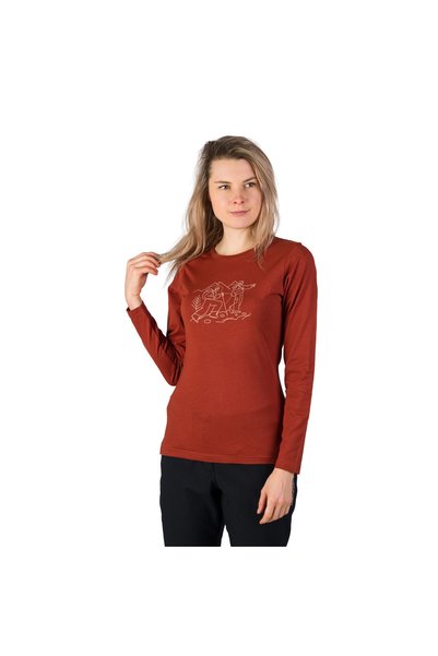 NORTHFINDER NERE – tricou din bumbac organic de drumeție pentru femei, darkred