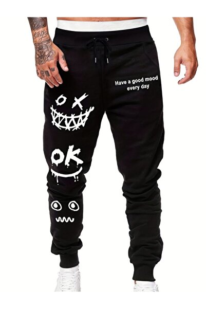 classy moda Unisex Lettering Front Printed 2 Thread Combed Cotton Baggy Trousers