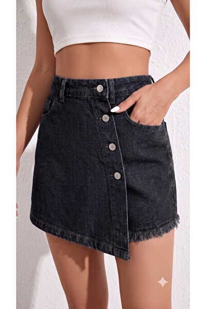 ZEE RUCCİ JEANS Μαύρο - Τζιν σορτς με φούντες