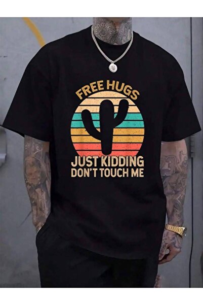 799 100% Cotton Free Hugs Just Ding Don't Touch Me Cactus Humor Hugger Men's ...