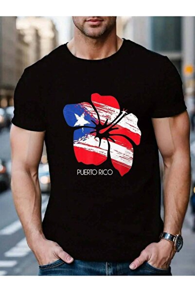 799 100% Cotton Puerto Rico Culture Roots Amapola Boricua Flag Men's Black Va...