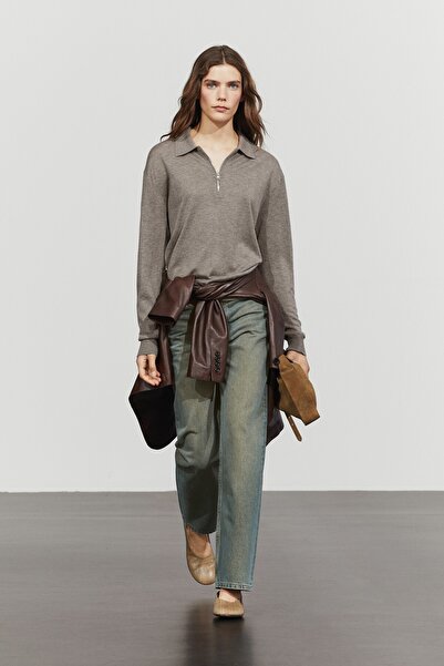 Massimo Dutti Yünlü fermuarlı triko kazak