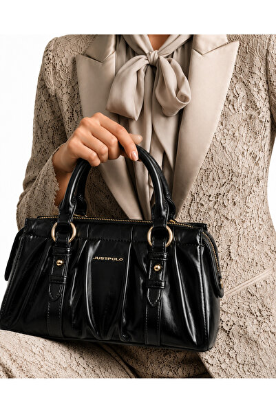 Just Polo Imported Patent Leather Fabric Women's Hand and Shoulder Bag New Se...