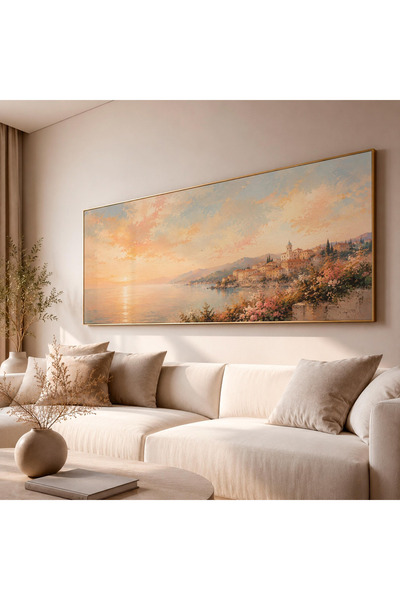 woodsia Ahşap Çerçeveli Panoramik Oturma Odası Salon Tablosu PAN_0330