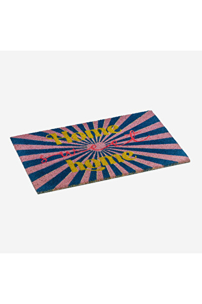 GIFT COMPANY سجادة باب المنزل من ألياف جوز الهند الزرقاء مقاس 45×75 سم