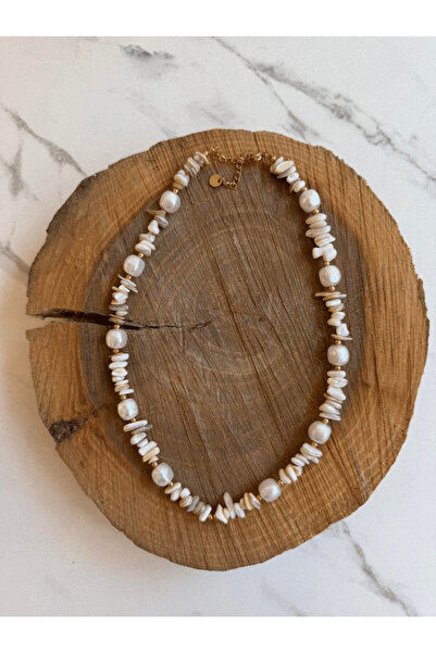 AngelsAccessories Ατσάλινο Κολιέ Μαργαριτάρι & Φυσικό Κοχύλι