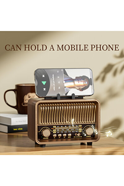 Choice راديو محمول بني بتصميم عتيق يعمل على موجات AM/FM/SW مع بطارية قابلة لإ...