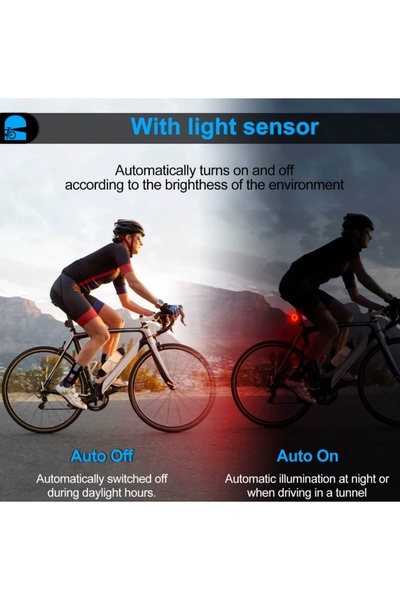 WM Lampă de bicicletă/Patinete spate cu alarmă 4 în 1, impermeabilă, USB tip C