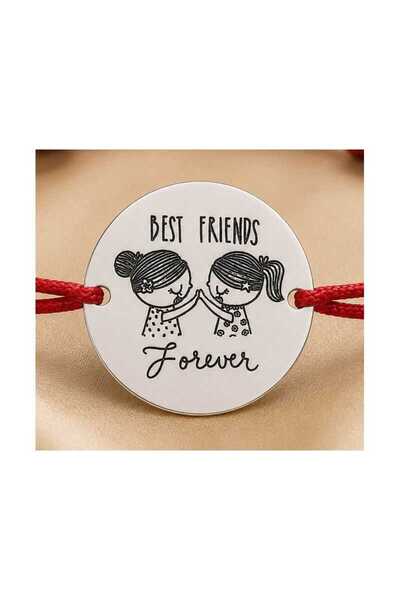 Simoshop Brățară cu șnur roșu reglabil și bănuț din argint 925 - Best Friends...