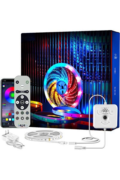 Huerler Kit Banda LED Smart RGB 10 metri, Control Aplicatie, Telecomanda, Blu...