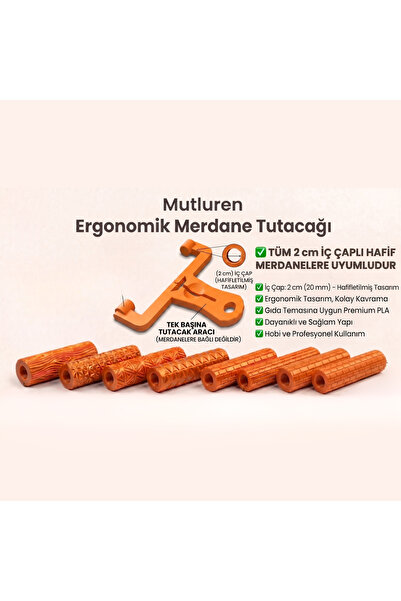 Genel Markalar Mutlutren Ergonomik Şekil Verici Merdane Tutacak Aparatı - 2 c...