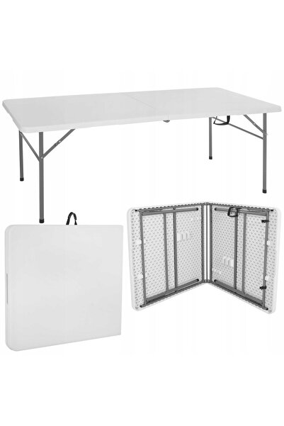Springos Masă catering pliabilă, albă, 180cm, de exterior, pentru evenimente,...