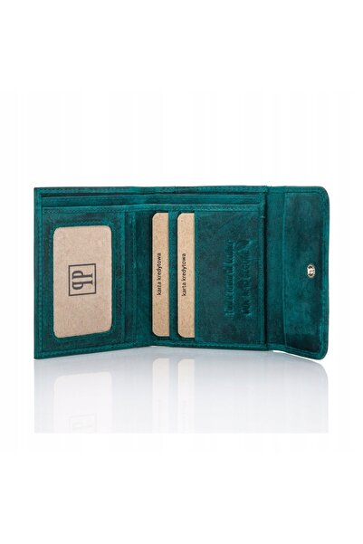 NO BRAND Portofel de damă din piele verde Paolo Peruzzi Vintage Mic Clasic RFID