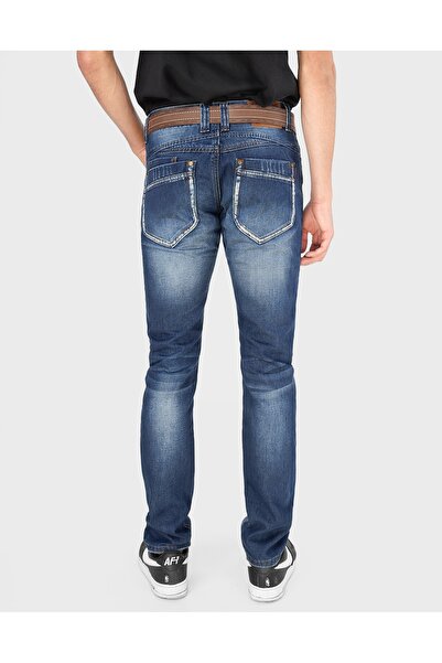 NO BRAND Blugi skinny bărbați Texan Slim Fit + Curea D011 78 cm
