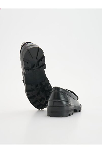 NO BRAND Pantofi din piele neagră, mocasin, cu vârf tip migdală, cataramă dec...