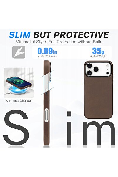 NO BRAND Husă Shieldon din piele naturală de vacă Magsafe pentru iPhone 17 Pr...