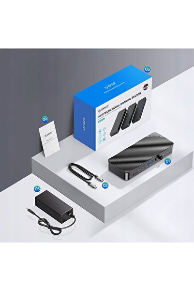 NO BRAND Stație de andocare Orico USB-C de 10Gbps, 2x DP 4K, HDMI 4K, PD 60W,...