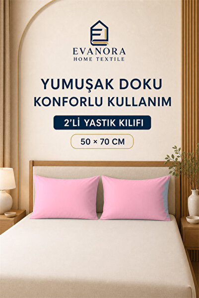 evonora Evanora Home Textile Riva Series Pink 2-Piece Pillowcase Set 50 X 70 cm