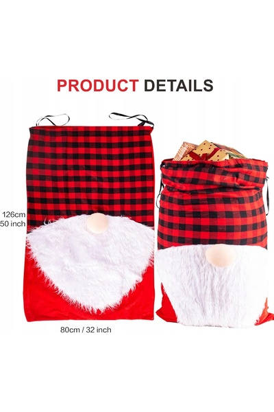 NO BRAND Pungă de Crăciun Jumbo 80×126 cm Pungă cadou gigant