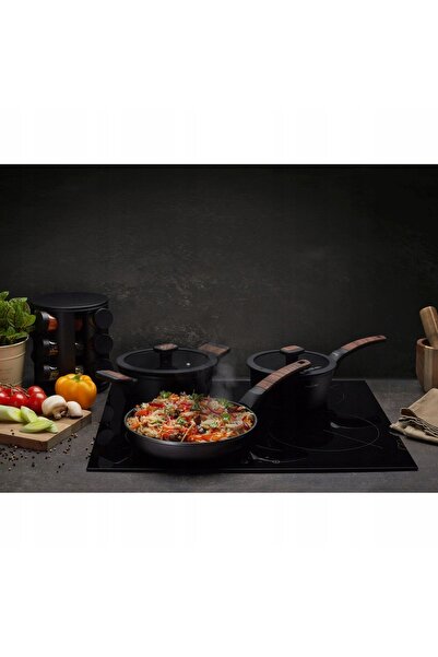 NO BRAND Starke Pro Garnek cu capac din silicon Archie Wooden 16cm 1,2L Negru