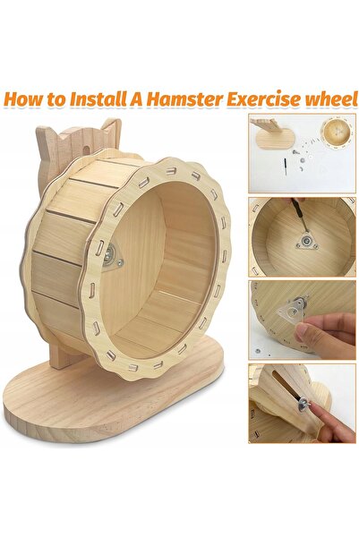 NO BRAND Roată de exerciții din lemn pentru hamster și cobai, pentru animale ...