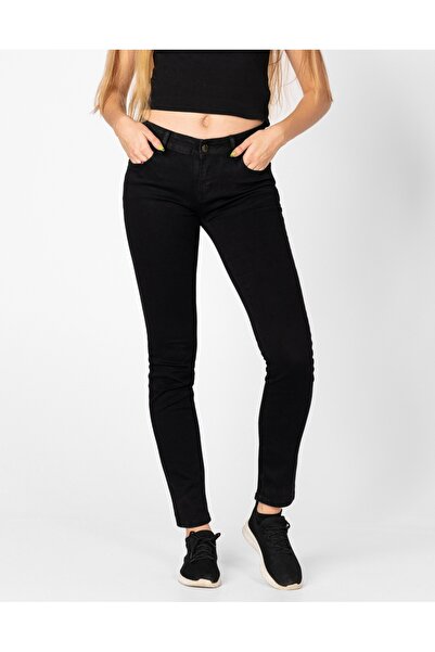 NO BRAND Blugi negri skinny de damă cu talie înaltă, elastici 0251 W42