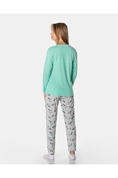 NO BRAND Pijamale de damă, set din bumbac, bluză cu mânecă lungă + pantaloni ...