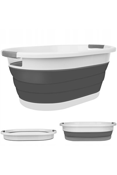 Ruhhy Lighean pliabil pentru rufe, mare, pentru camping, 25L XXL, gri