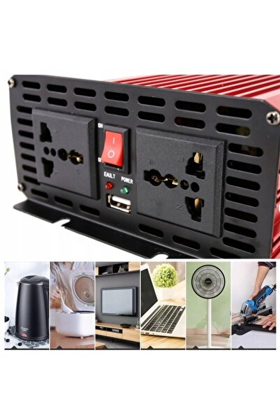 NO BRAND Convertor de tensiune pentru mașină, 12 V la 230 V, undă sinusoidală...