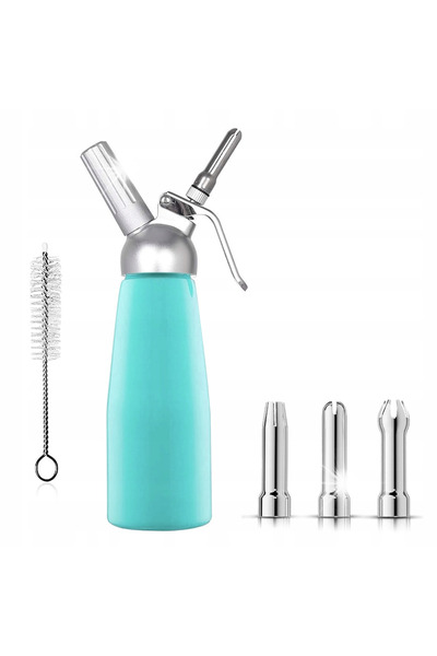 NO BRAND Sifon pentru frișcă Bitej, Capacitate 0,5 L, Culoare albastră, Cap r...
