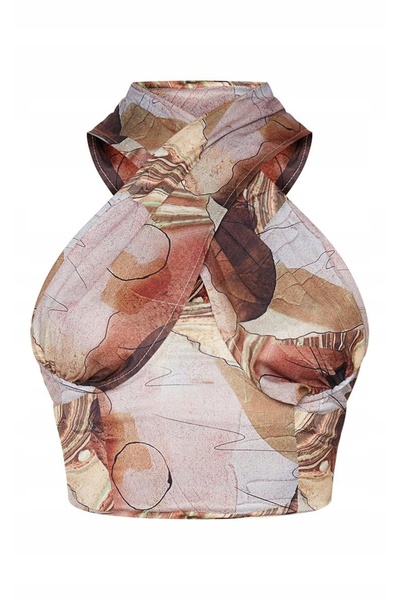 NO BRAND Prettylittlething 36 top tip corset cu imprimeu și șireturi decorative