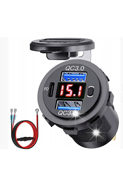 NO BRAND Wolotmierz 12V 24V Ip65 USB 2 Qc 3.0 Pd Priză auto cu întrerupător 66W