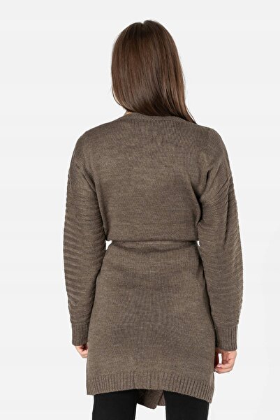 NO BRAND Cardigan lung de damă, tip pulover, cu curea Sd04-7