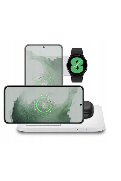 NO BRAND Cheroy 3 în 1 - Alb - Stație de încărcare Qi de 15W - Android