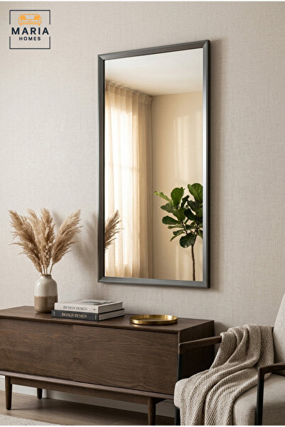 MARIA HOMES مرآة حائط مستطيلة كبيرة مؤطرة 120 × 60 سم بحواف رفيعة، مرآة زخرفي...